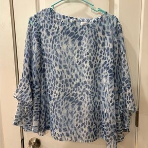 Blue Patterned Women's Top Kasper